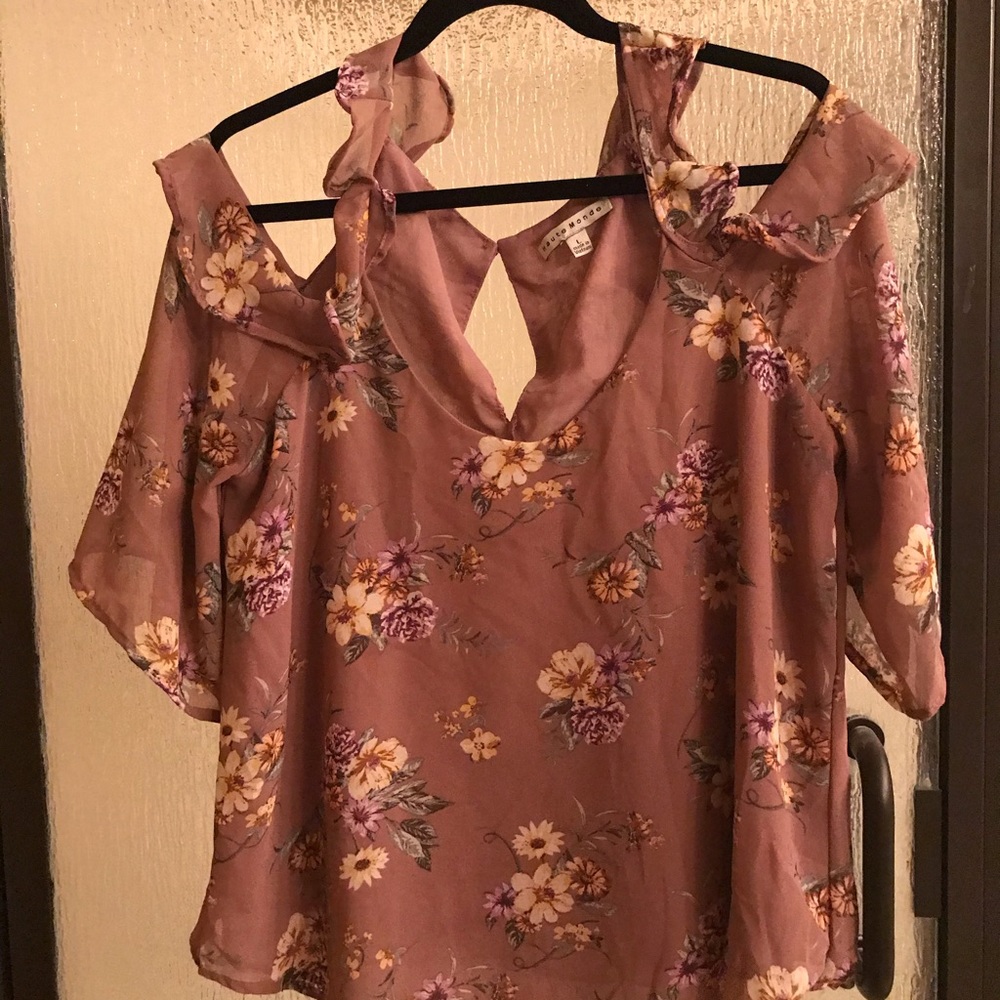 Cold shoulder floral top